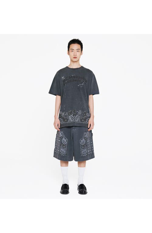 Mcm X Kasina Bandana Monogram Shorts In Denim Jacquard In Blue