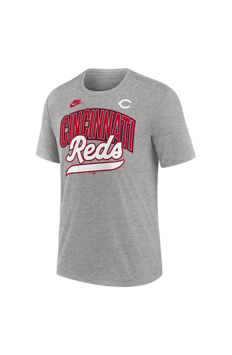 Nike Men's Nike Heather Gray Cincinnati Reds Cooperstown Collection Retro Tri-Blend T-Shirt, Alternate, color, Heather Gray