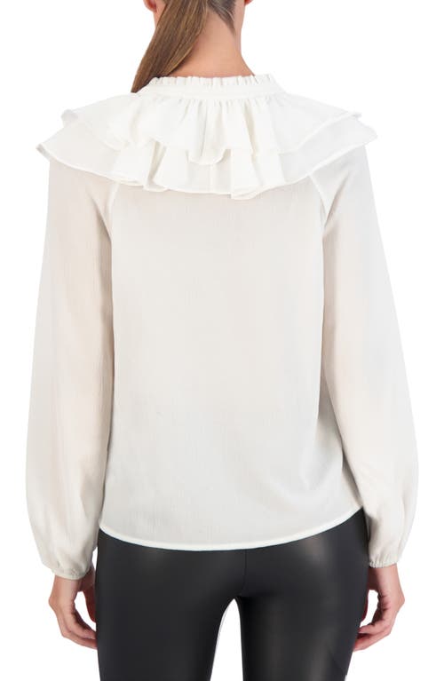 Ookie & Lala Ruffle Long Sleeve Crepe Top In White