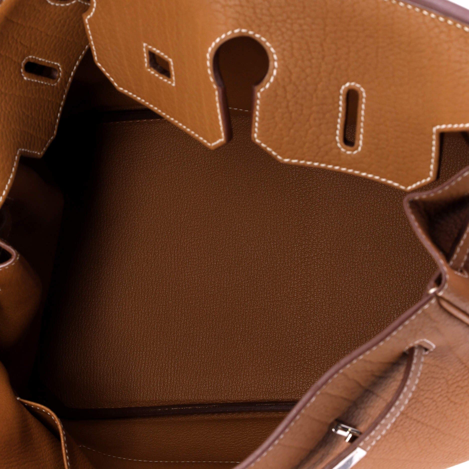 Pre-Owned Hermes Birkin Handbag Brown Fjord with Palladium Hardware 35, Alternate, color, Gold