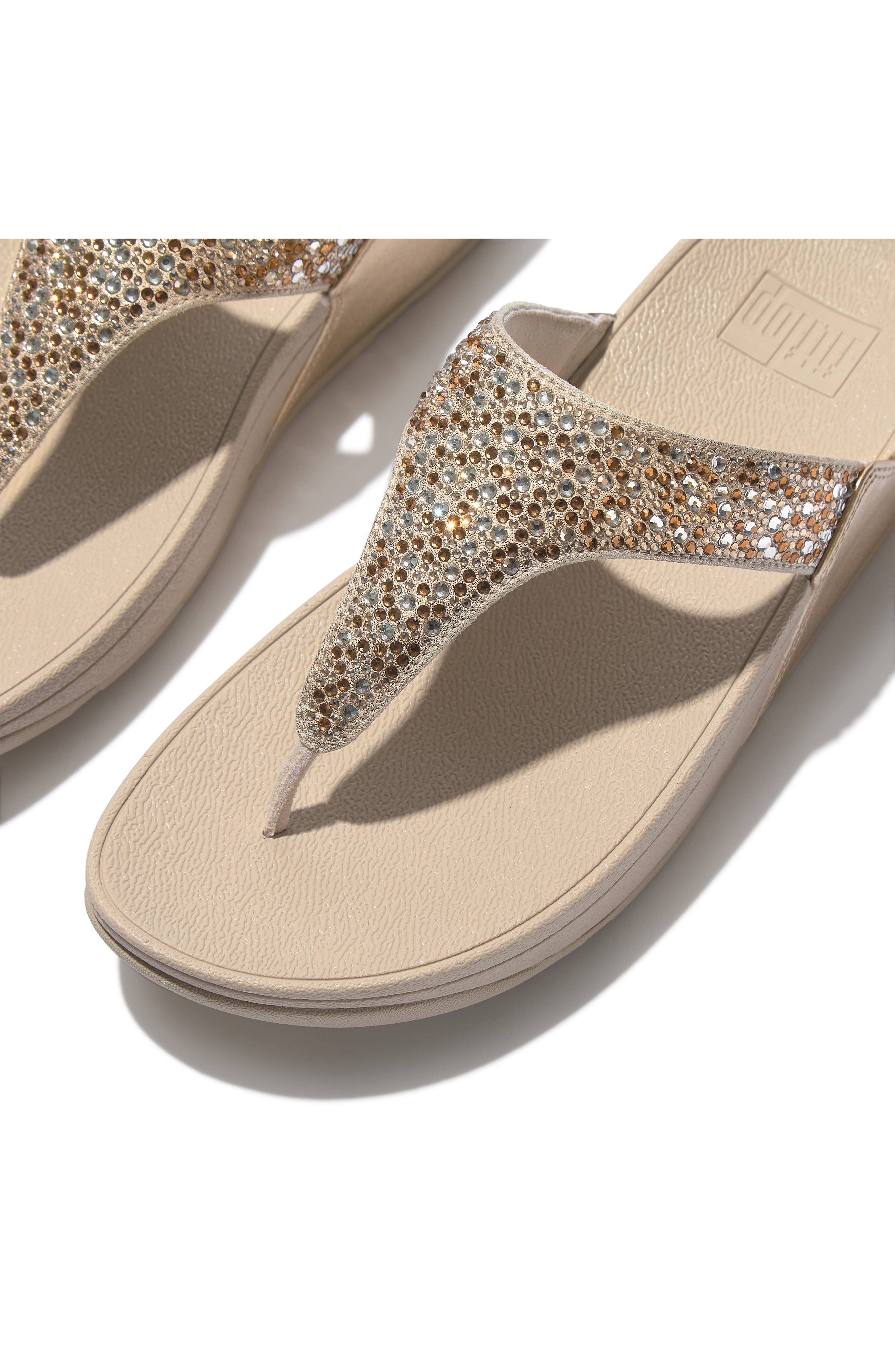 Lulu Crystal Mix Metallic Faux Leather Flip Flop, Alternate, color, PLATINO