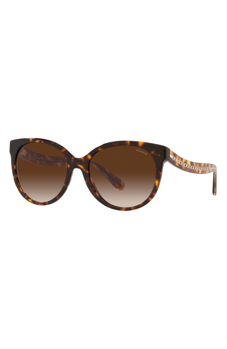 COACH 55mm Gradient Round Sunglasses, Alternate, color, Dark Tortoise
