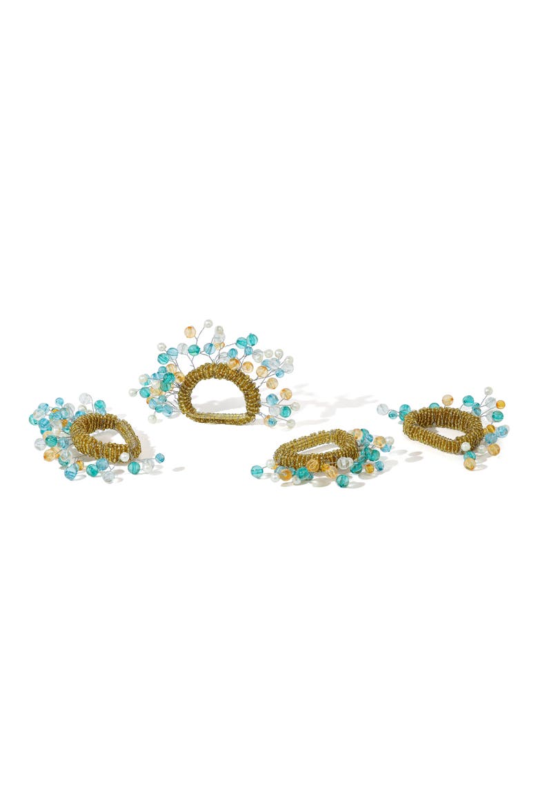 Mediterranean Harvest Set of 4 Napkin Rings, Main, color, BLUE/ YELLOW