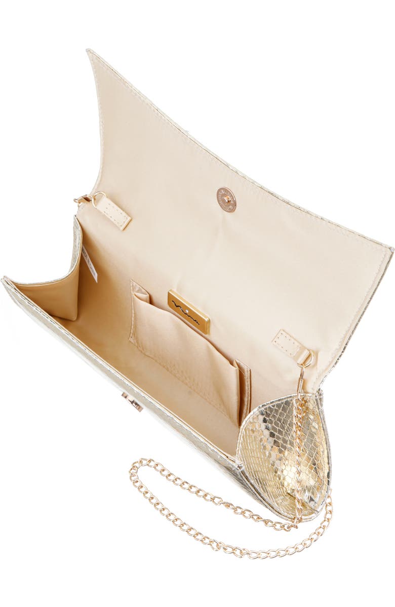 Nina Kallie Embossed Metallic Clutch, Alternate, color, Platino