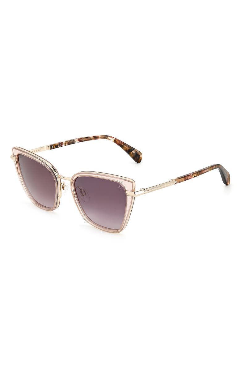 rag & bone 56mm Gradient Cat Eye Sunglasses, Alternate, color, Beige / Burgundy Shaded