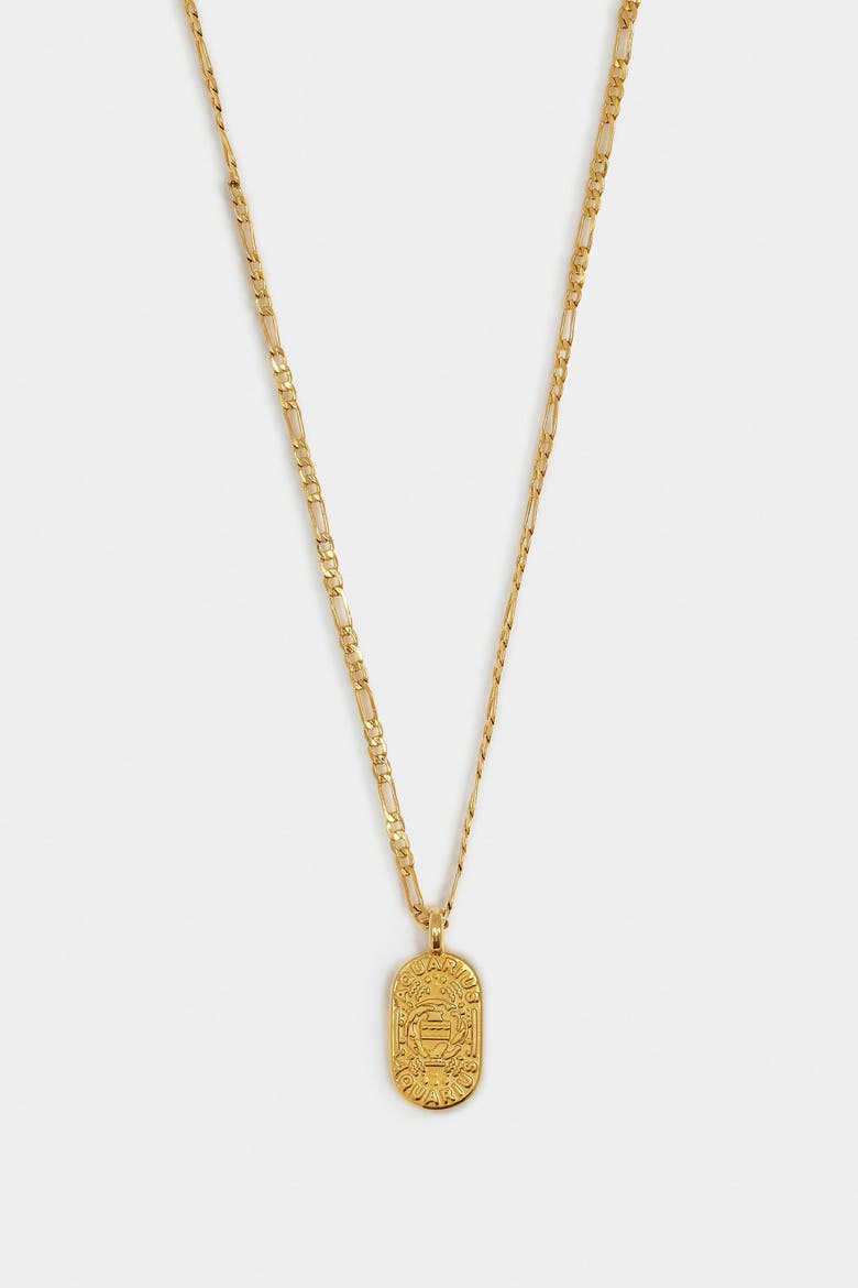 'Aquarius' Waterproof Gold Zodiac Necklace, Alternate, color, GOLD