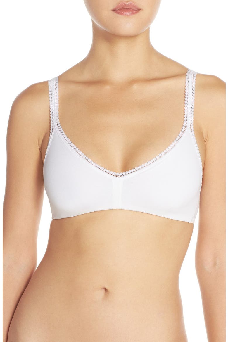 Stretch Cotton Bralette, Main, color, WHITE