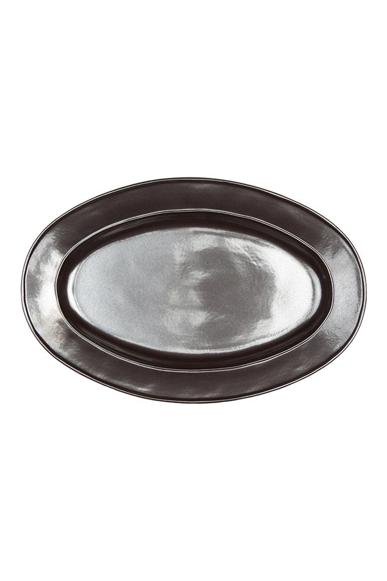 Pewter Stoneware Oval Platter, Main, color, GREY