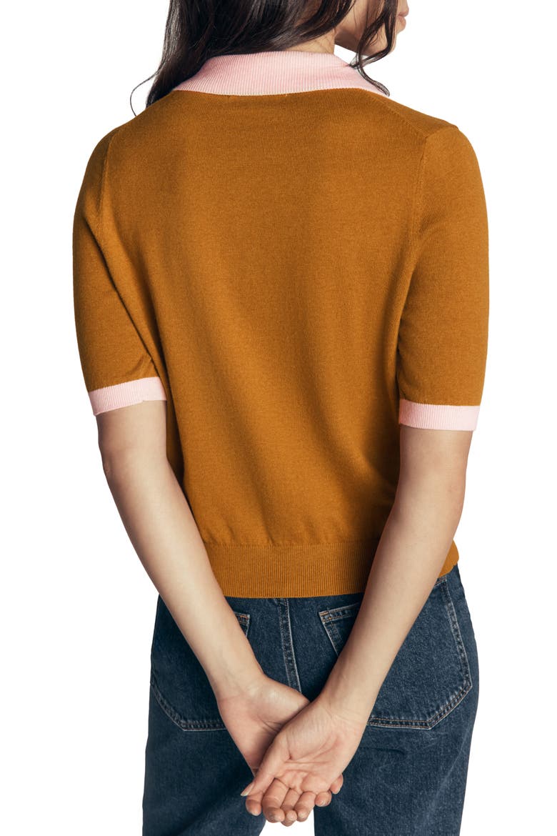 Collared Wool & Cashmere Blend Polo, Alternate, color, TOFFEE BROWN