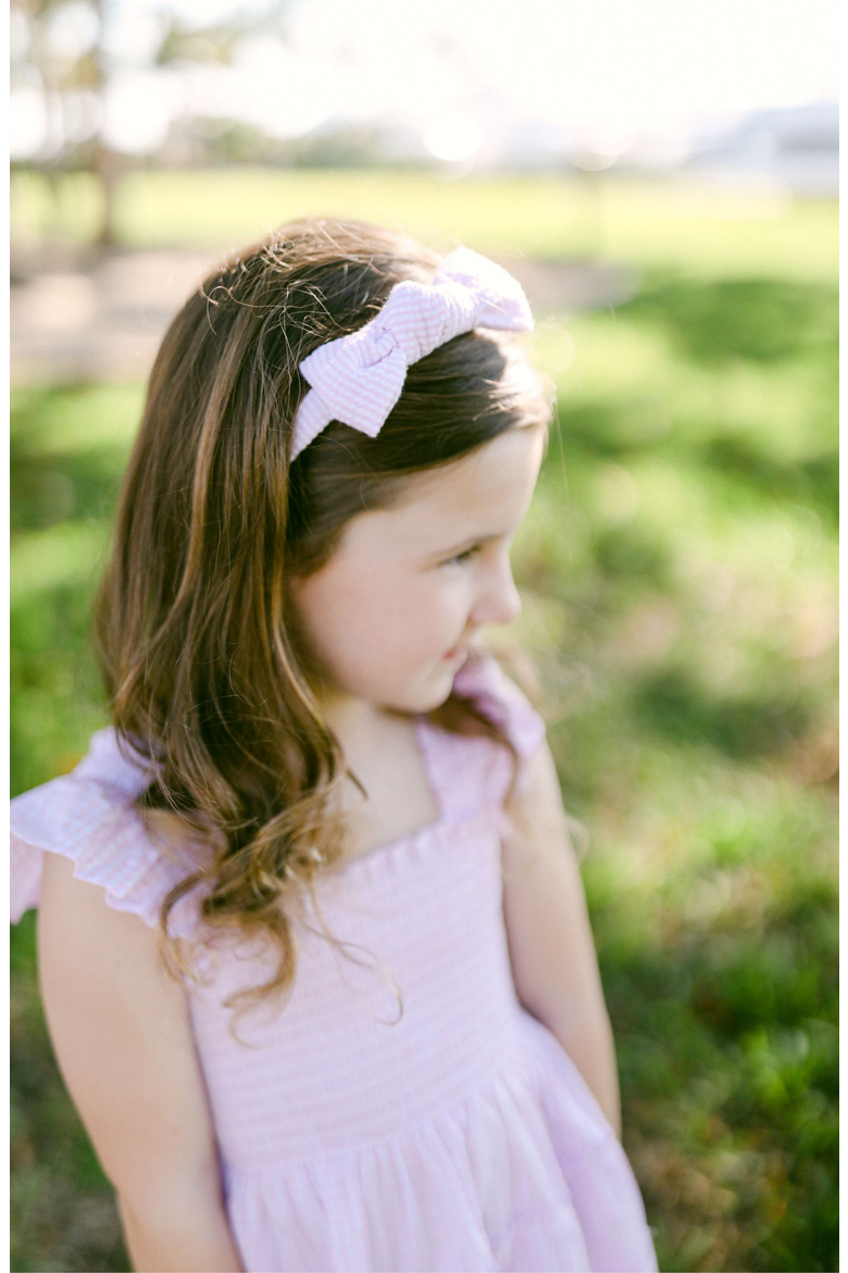 Seersucker Bow Headband, Alternate, color, Pink/White