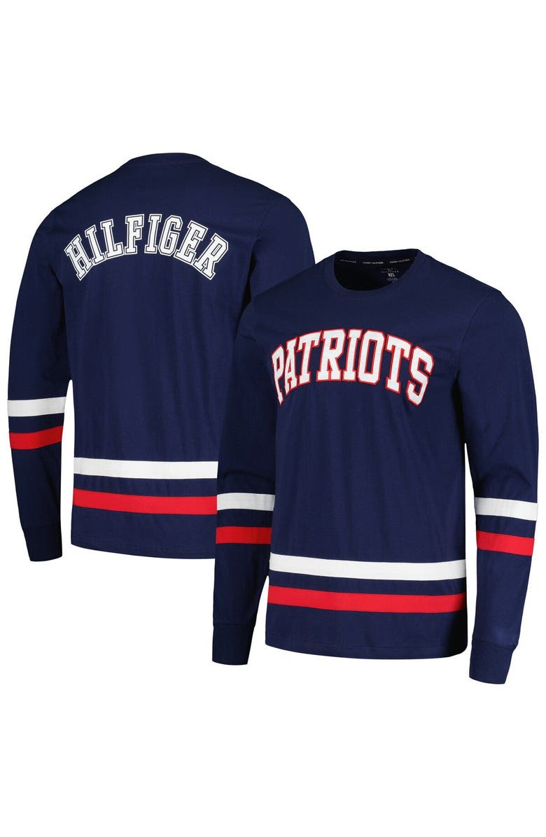 Tommy Hilfiger Men's Tommy Hilfiger Navy/Red New England Patriots Nolan Long Sleeve T-Shirt, Main, color, Navy