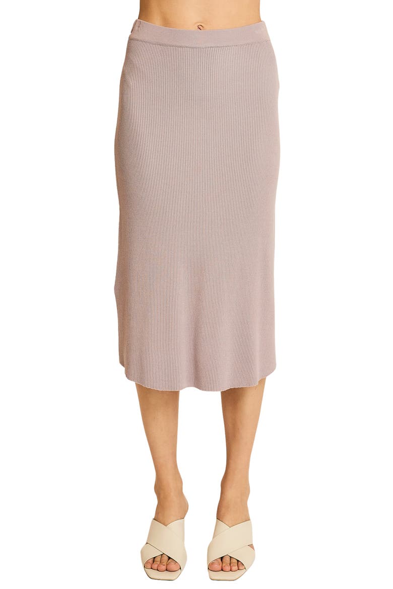 Rib Knit Midi Skirt, Main, color, MIDNIGHT