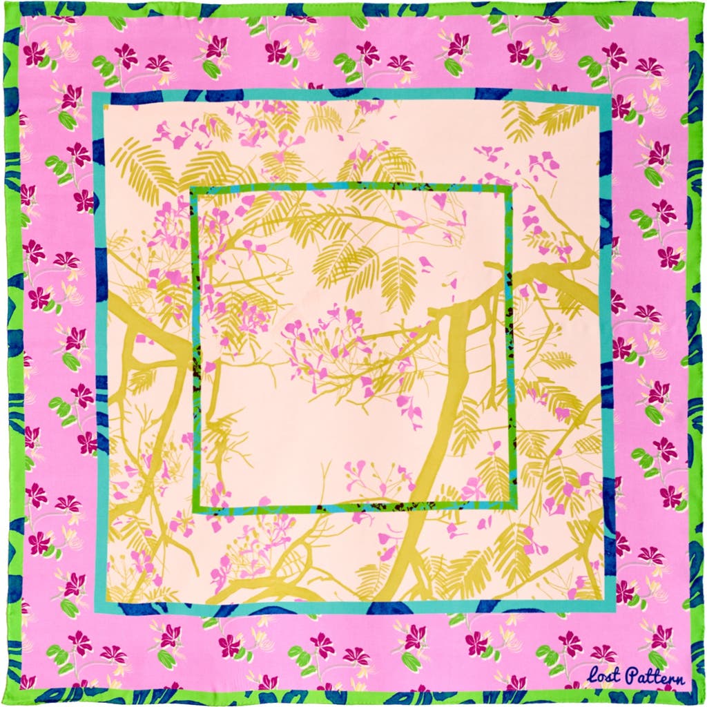Lost Pattern Nyc Floral Tapestry Large Silk Scarf In Multi