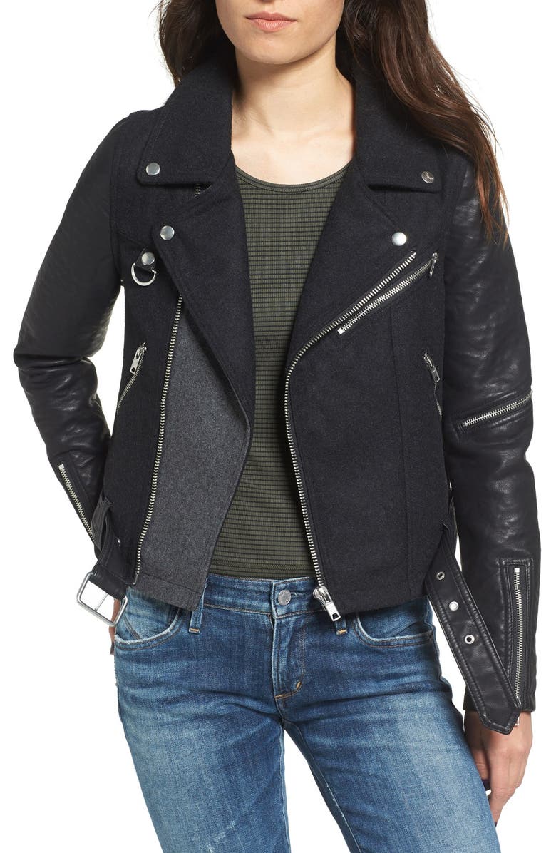 Vigoss Mixed Media Moto Jacket, Main, color, 