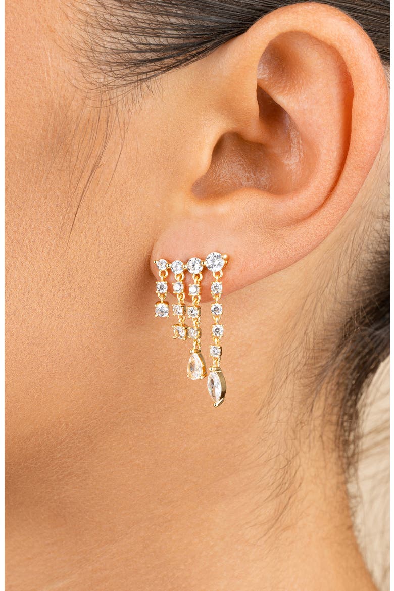 Adrian Cubic Zirconia Drop Earrings, Alternate, color, GOLD