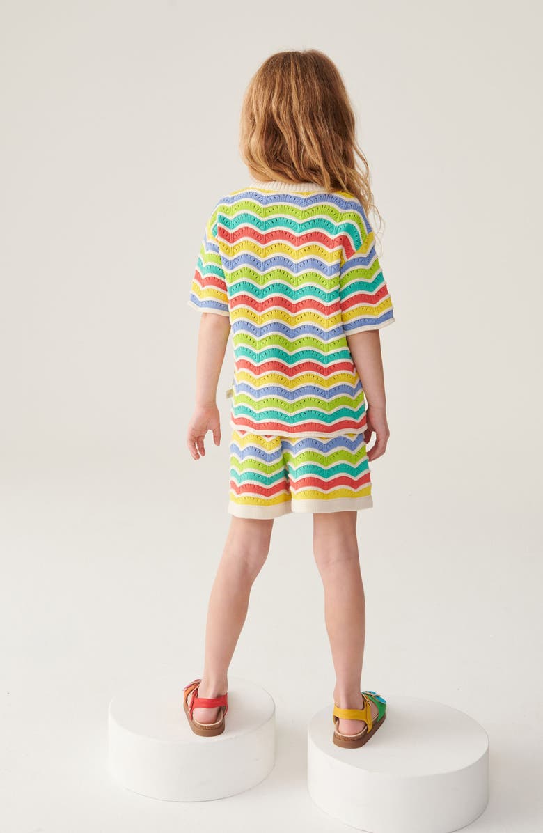 Little Bird Kids' Rainbow Stripe Cotton Knit Shirt & Shorts Set, Alternate, color,