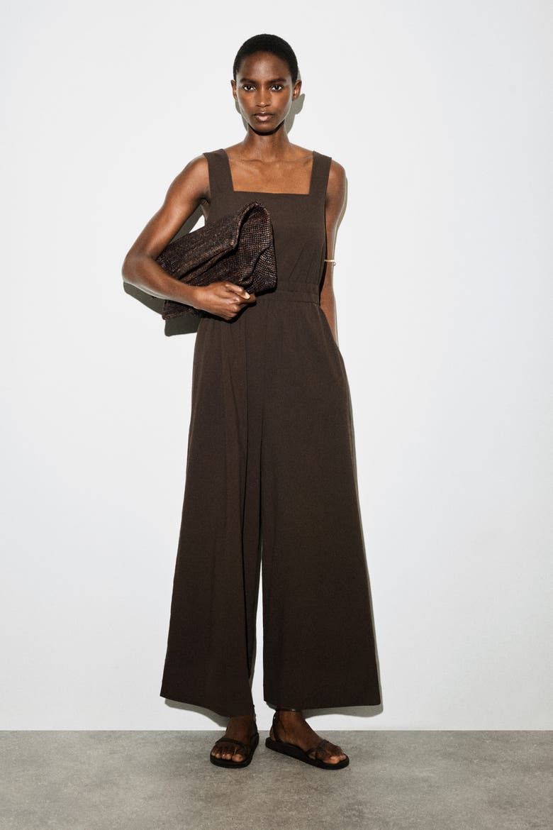 COS Open-back Seersucker Wide-leg Jumpsuit (Women) | Nordstrom