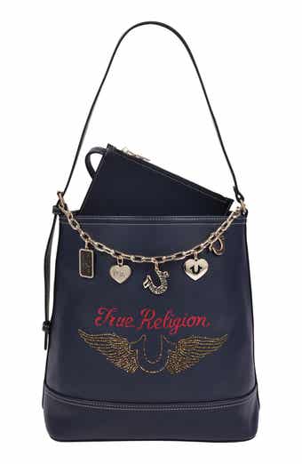 Chain Moto Faux Leather Bucket Bag & Pouch Set