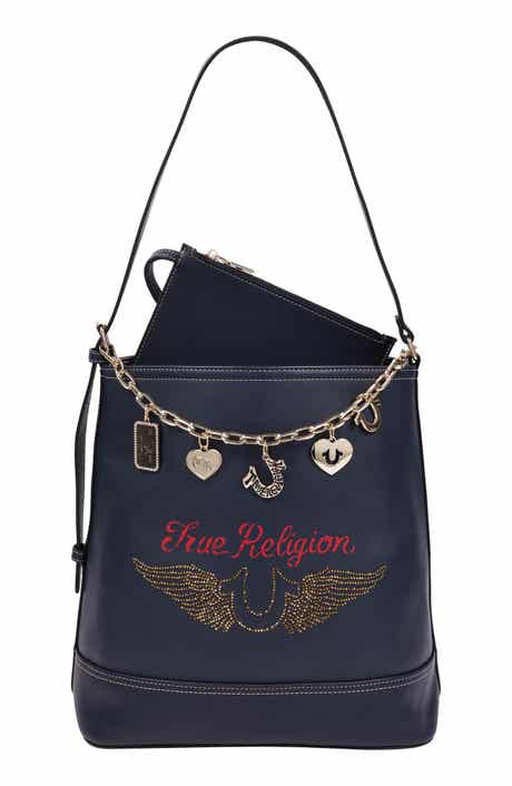 Chain Moto Faux Leather Bucket Bag & Pouch Set