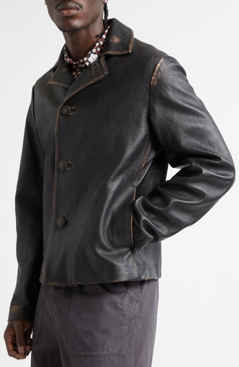 MM6 Maison Margiela Sheepskin Leather Jacket, Alternate, color, Black