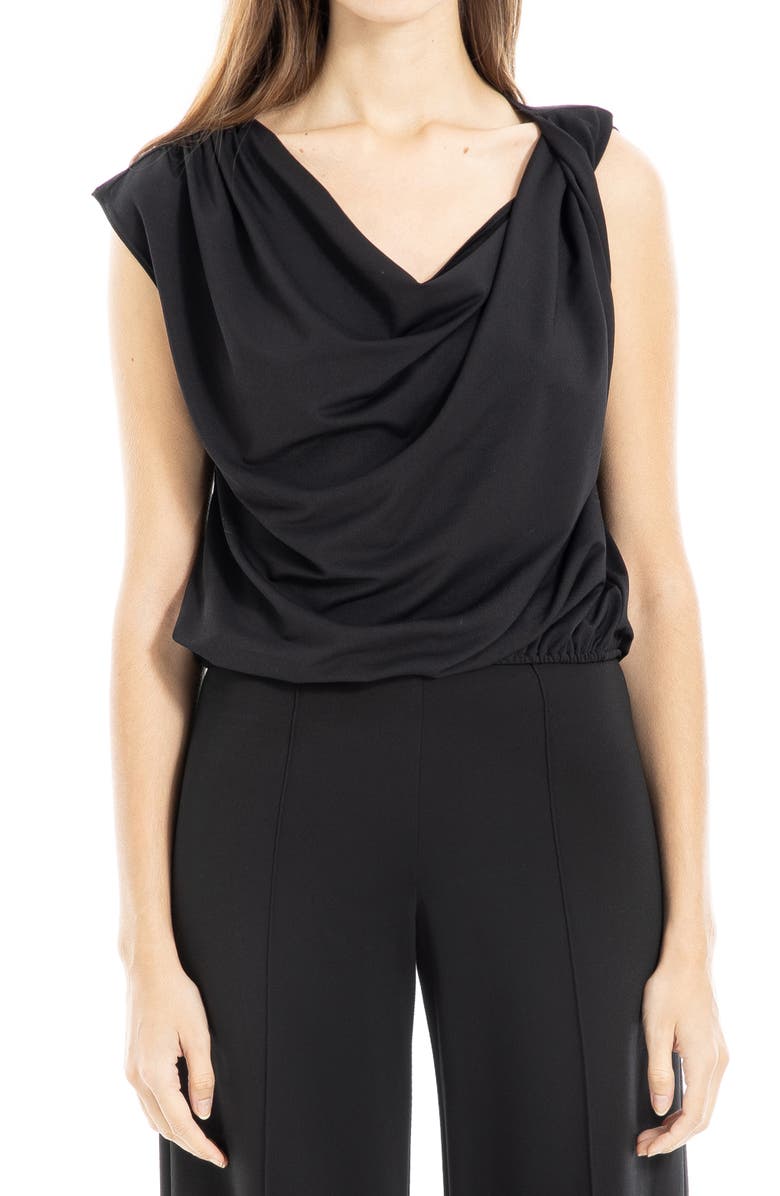MAX STUDIO Cowl Neck Cap Sleeve Draped Top, Main, color, Black