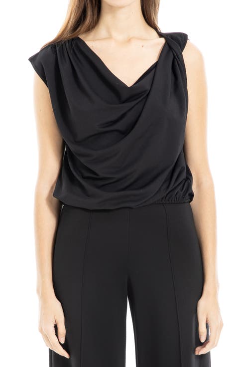 Cowl Neck Cap Sleeve Draped Top