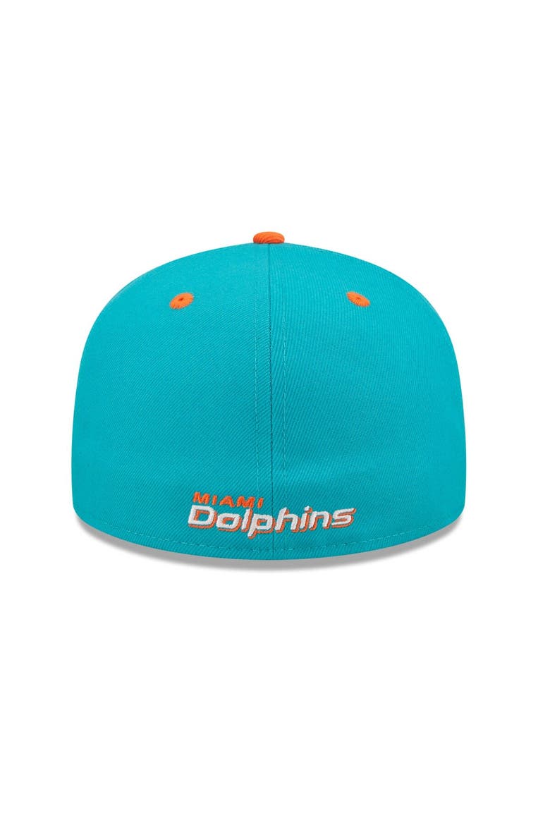 Men's New Era  Aqua/Orange Miami Dolphins Flipside 2Tone 59FIFTY Fitted Hat, Alternate, color, Aqua