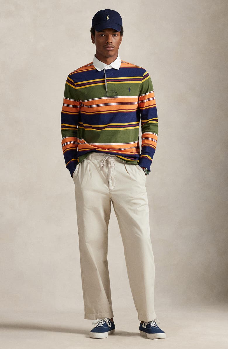 Polo Ralph Lauren Prepster Pleated Cotton Twill Easy Drawstring Pants, Alternate, color, Stoneware Grey