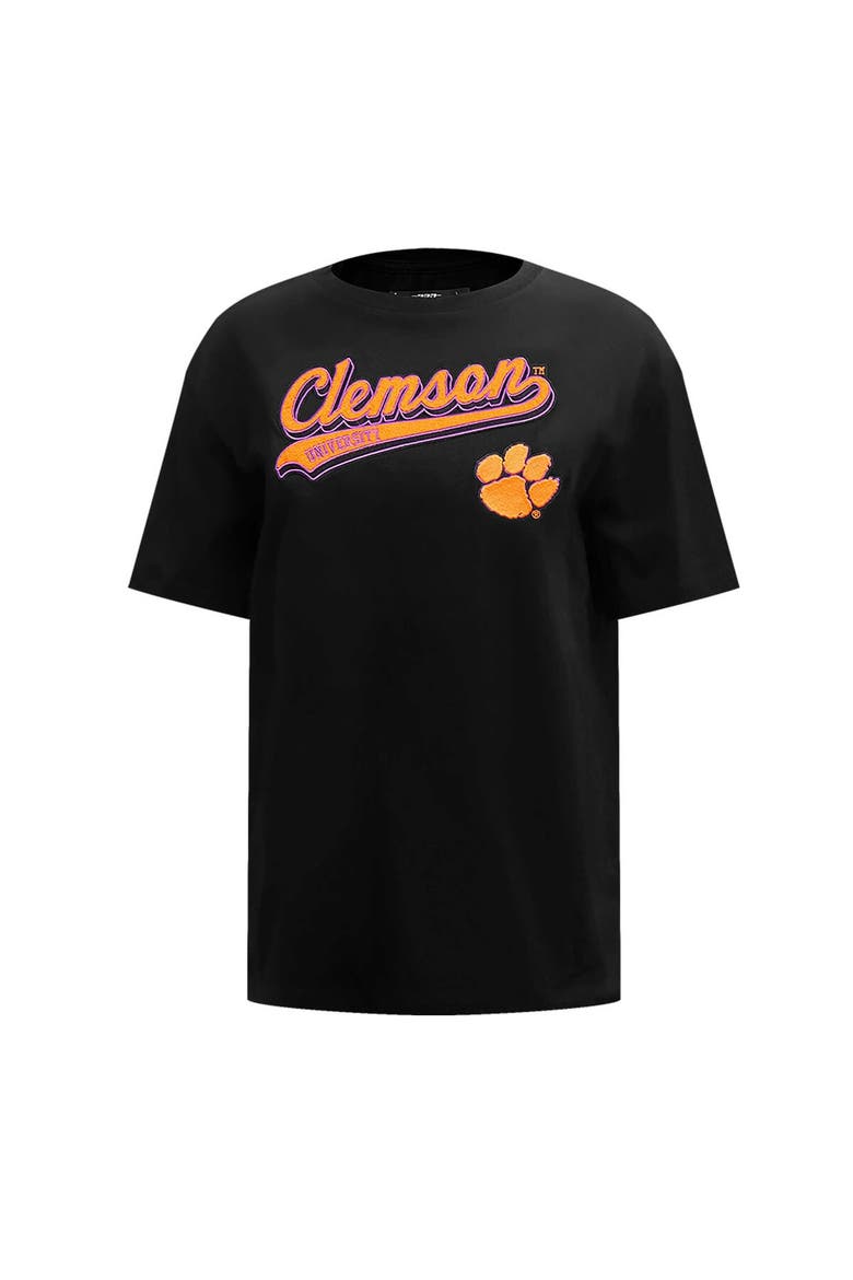Women's Pro Standard Black Clemson Tigers Script Tail Oversized Boyfriend T-Shirt, Alternate, color, Black