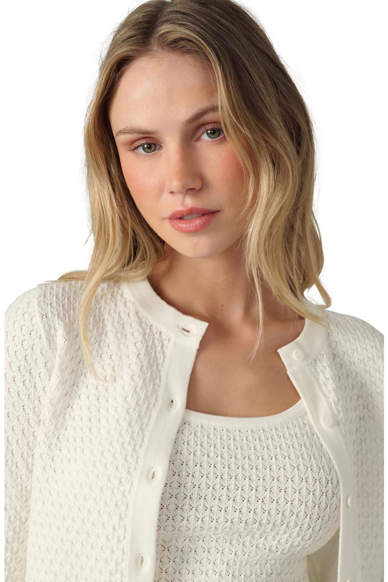 The Pointelle Dani Cardigan, Alternate, color, MILK