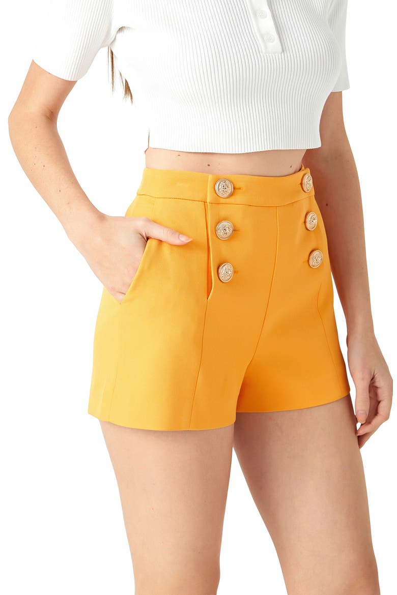 High Waist Sailor Shorts, Alternate, color, ORANGE