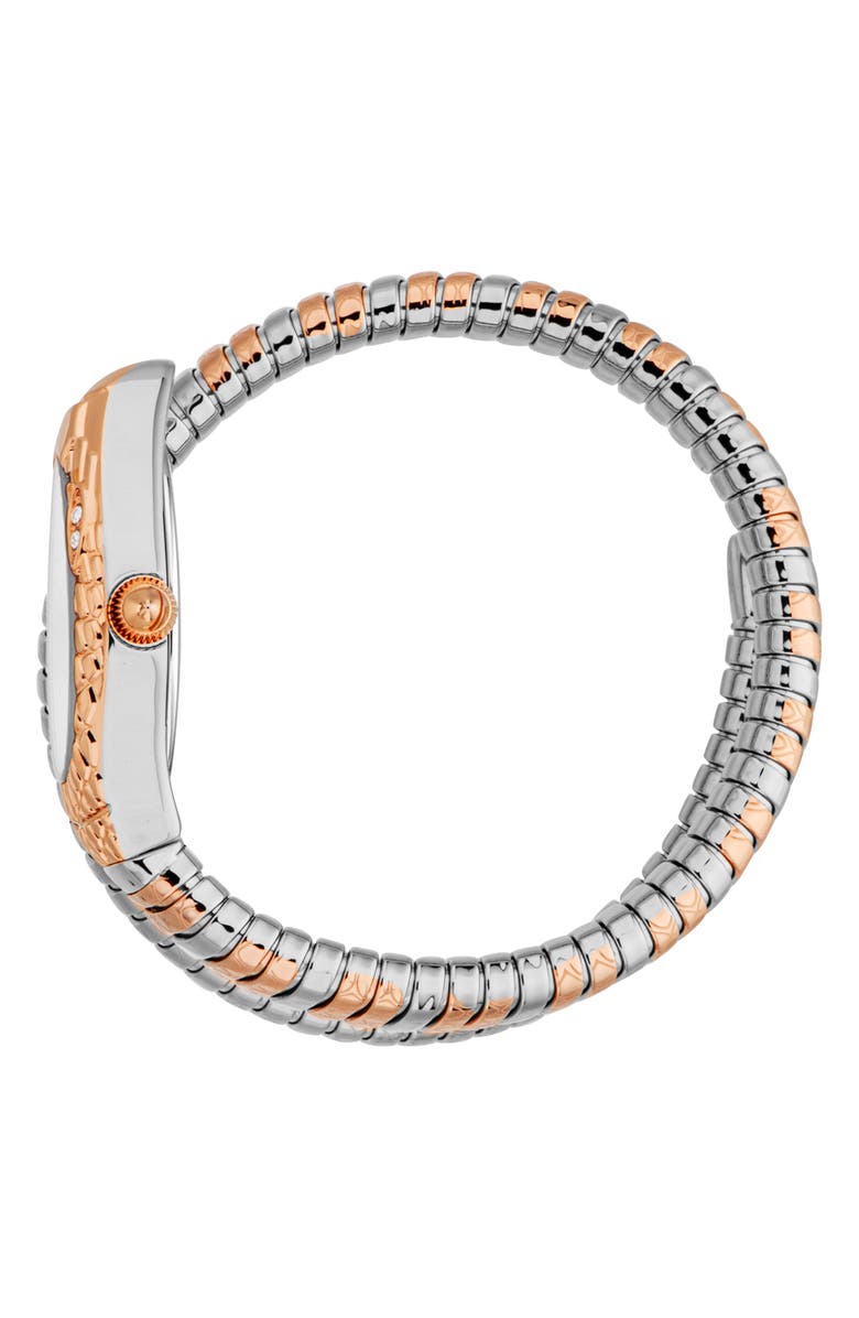 Just Cavalli Snake Two-Tone Wraparound Bracelet Watch, 20mm x 34.5mm, Alternate, color, 