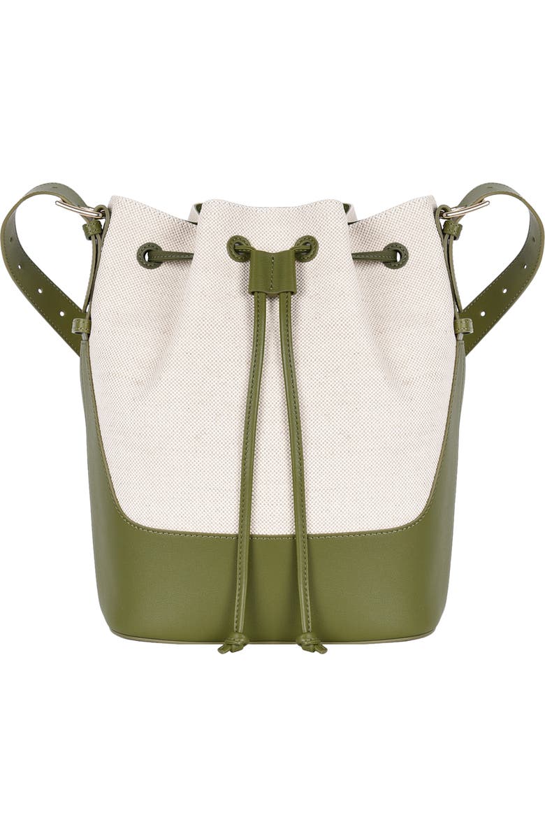 HYER GOODS Canvas and Upcycled Leather Everyday Cinch Bucket Bag, Main, color,