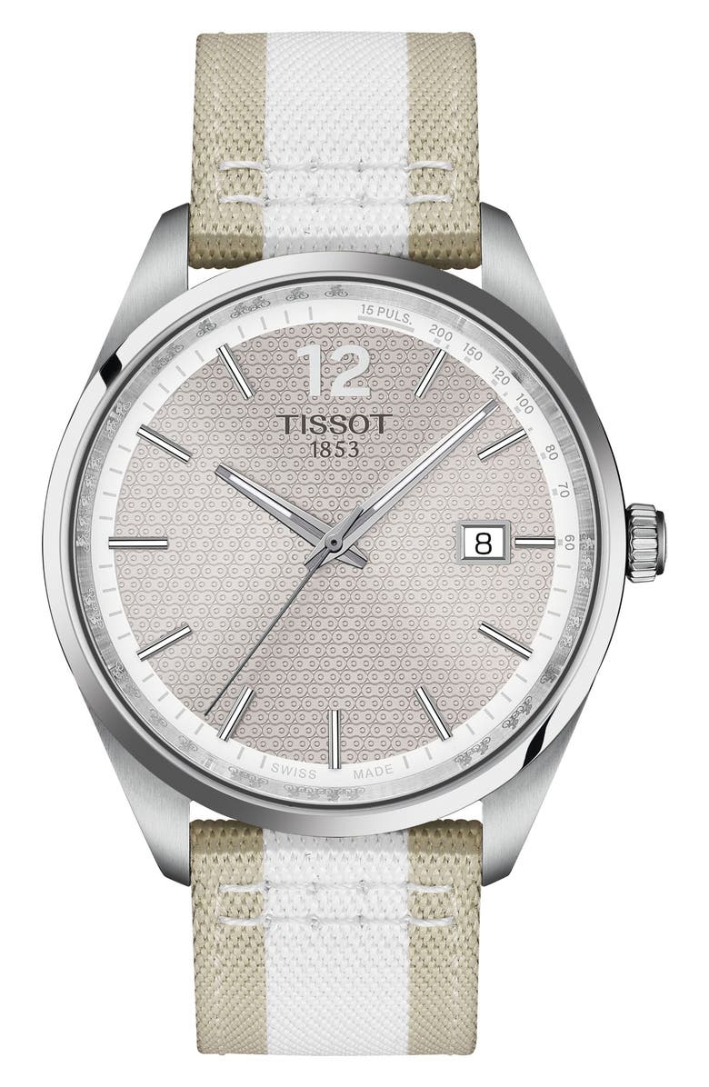 Tissot PR 100 Cycling Webbing Strap Watch, 40mm, Main, color, Grey