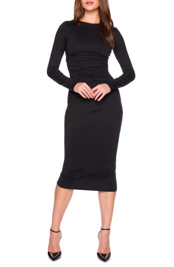 Susana Monaco Long Sleeve Midi Dress In Black