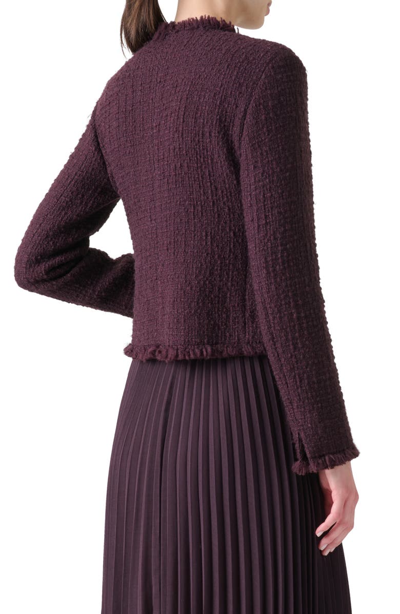 Akris punto Fringe Tweed Crop Jacket, Alternate, color, Blackberry