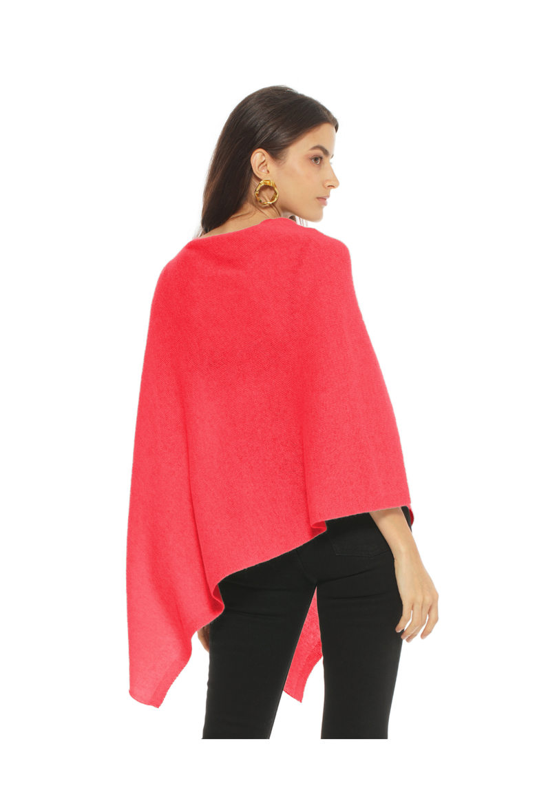 Essential Pure Cashmere Poncho, Alternate, color, Coral Red