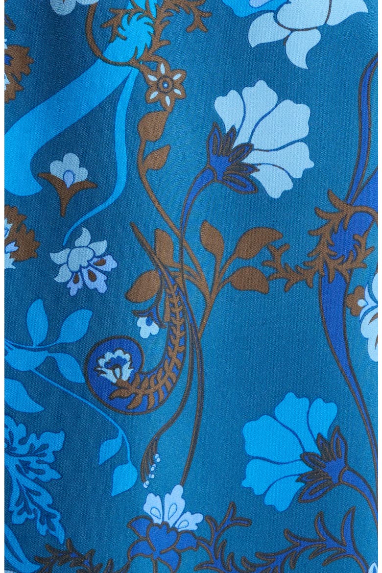 Palmate Pluma Floral Print Wide Leg Pants, Alternate, color, TEAL-BLUE