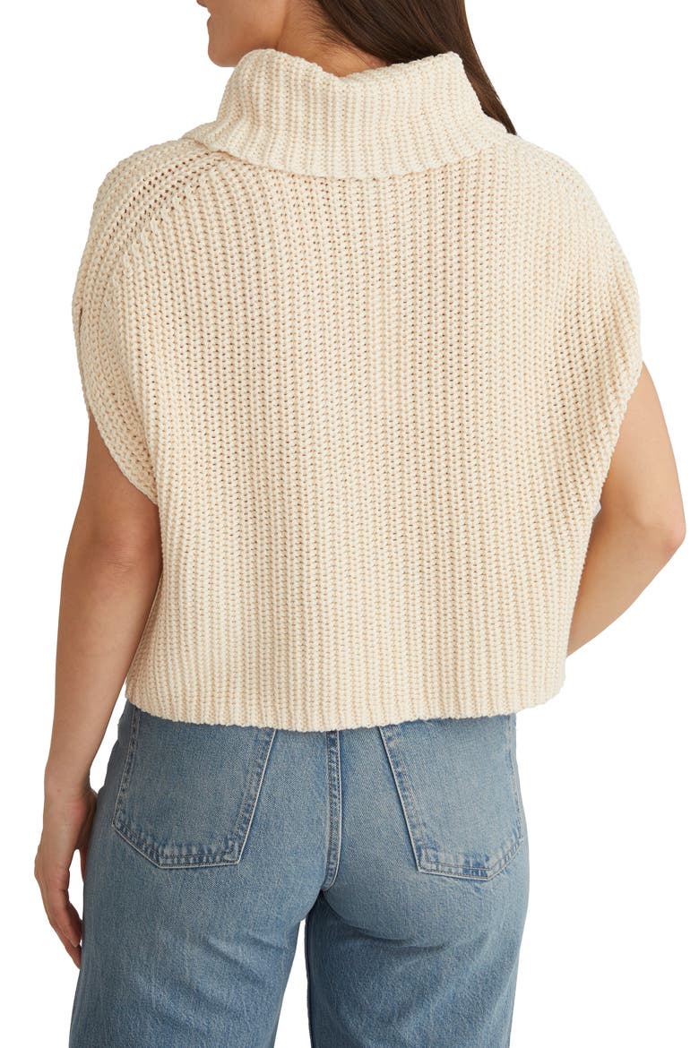 Cate Short Sleeve Cowl Neck Cotton Sweater, Alternate, color, CREAM