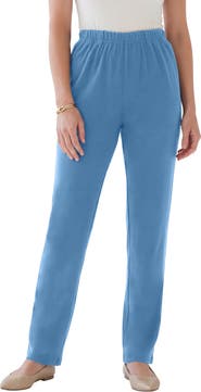Roaman's Plus Size Soft Knit Relaxed Pull-On Straight Leg Pant