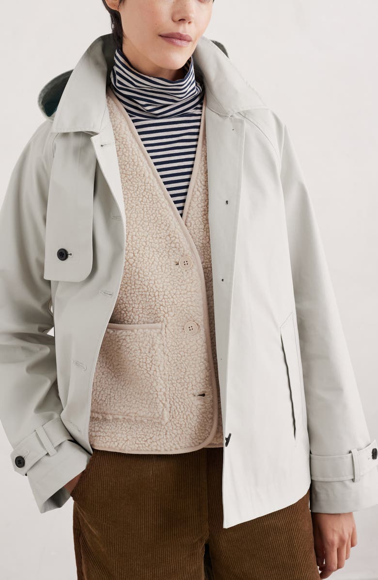 Seasalt Cornwall Neap Tide Waterproof Organic Cotton Jacket with Removable Hood, Main, color, Driftwood White