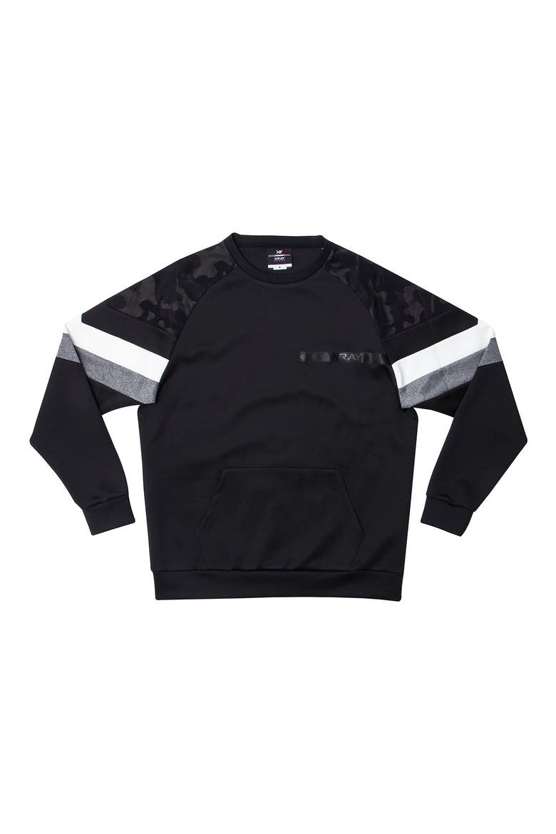 Colorblock Pullover Crewneck Sweatshirt, Main, color, BLACK/ CAMO/ HEATHER GREY
