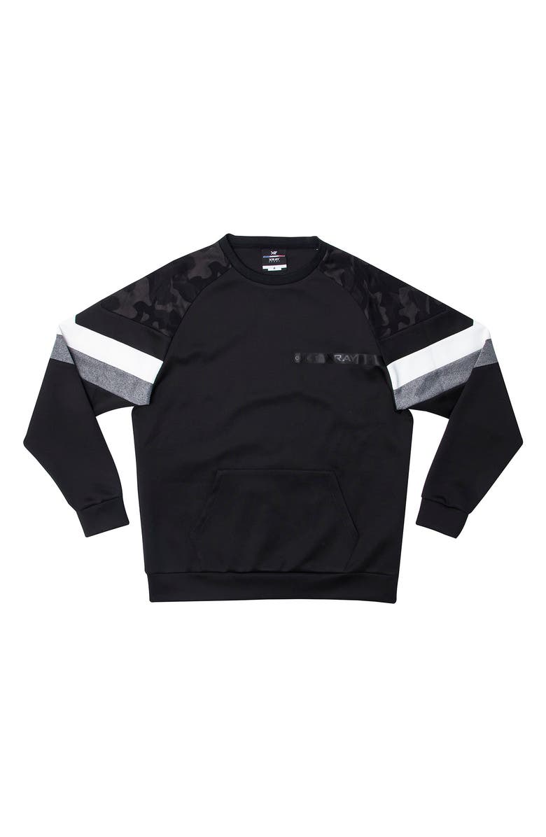 XRAY Colorblock Pullover Crewneck Sweatshirt, Main, color, Black/ Camo/ Heather Grey