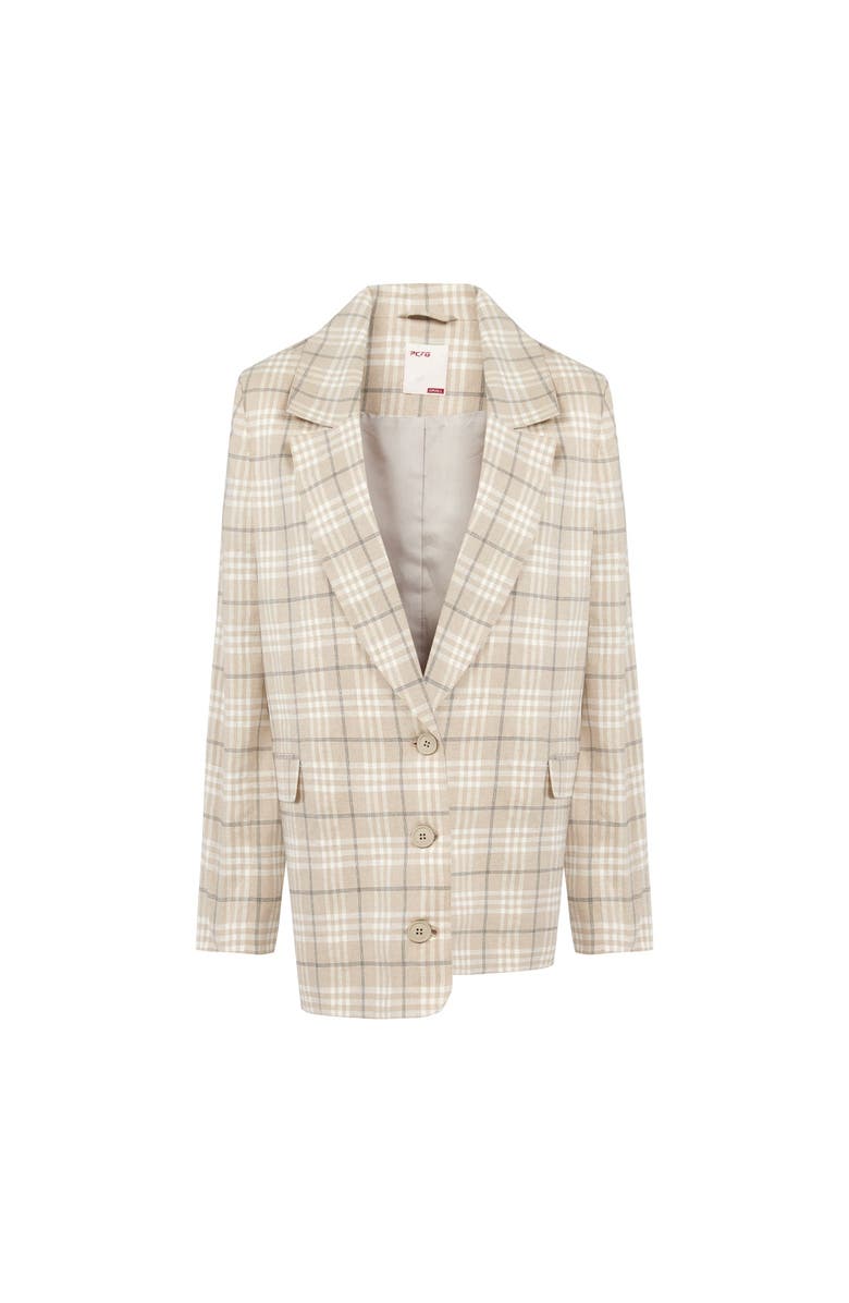 PCFG Linen Blend Free Heaven Multicolor Checked Blazer, Main, color, Beige