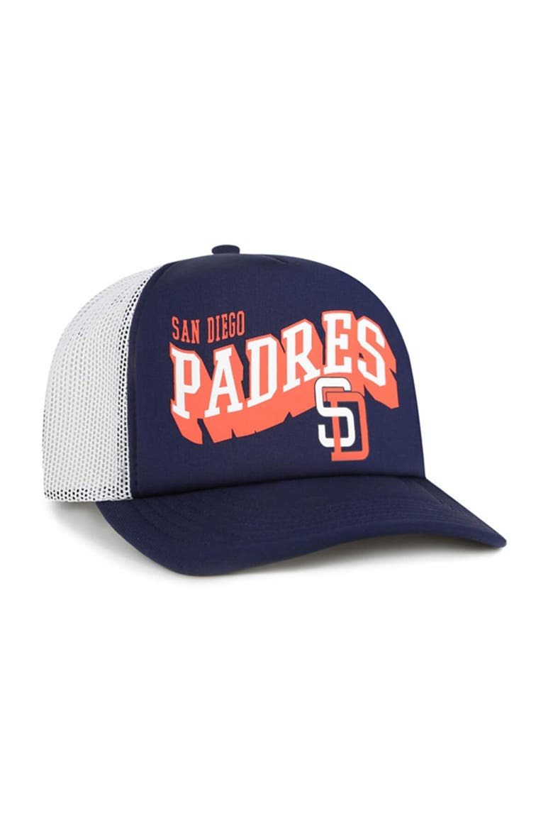 Men's '47 Navy San Diego Padres Meander Foam Trucker Snapback Hat, Alternate, color, Navy