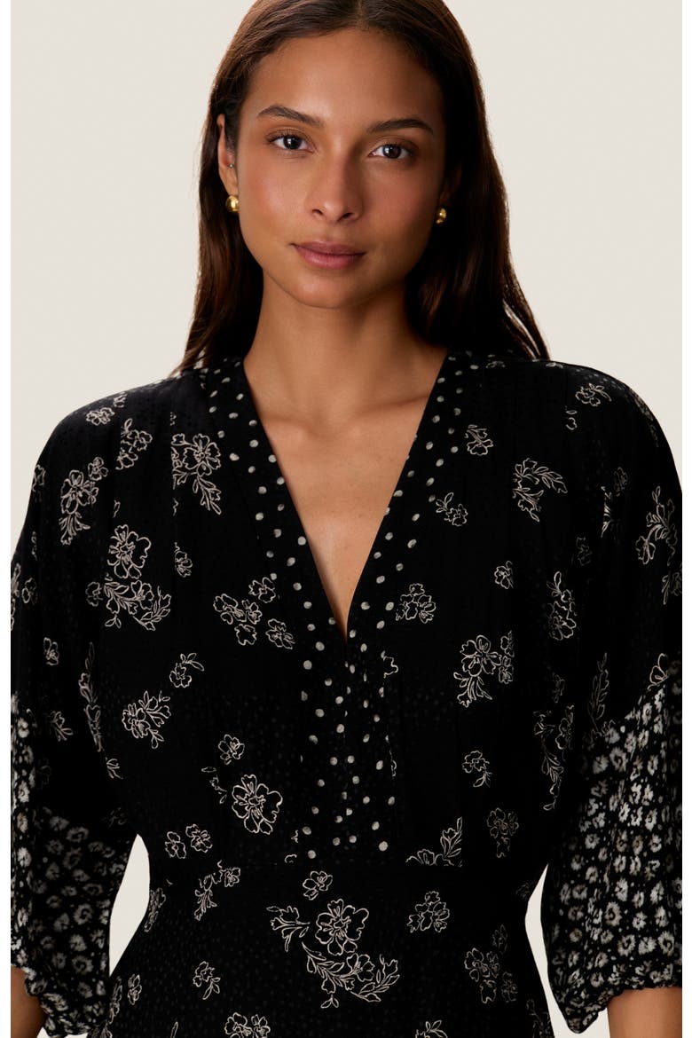 Poppy Print Mix Dress, Alternate, color, Noir Multi