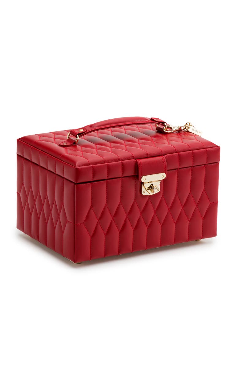 WOLF Caroline Medium Jewelry Case, Alternate, color, Red