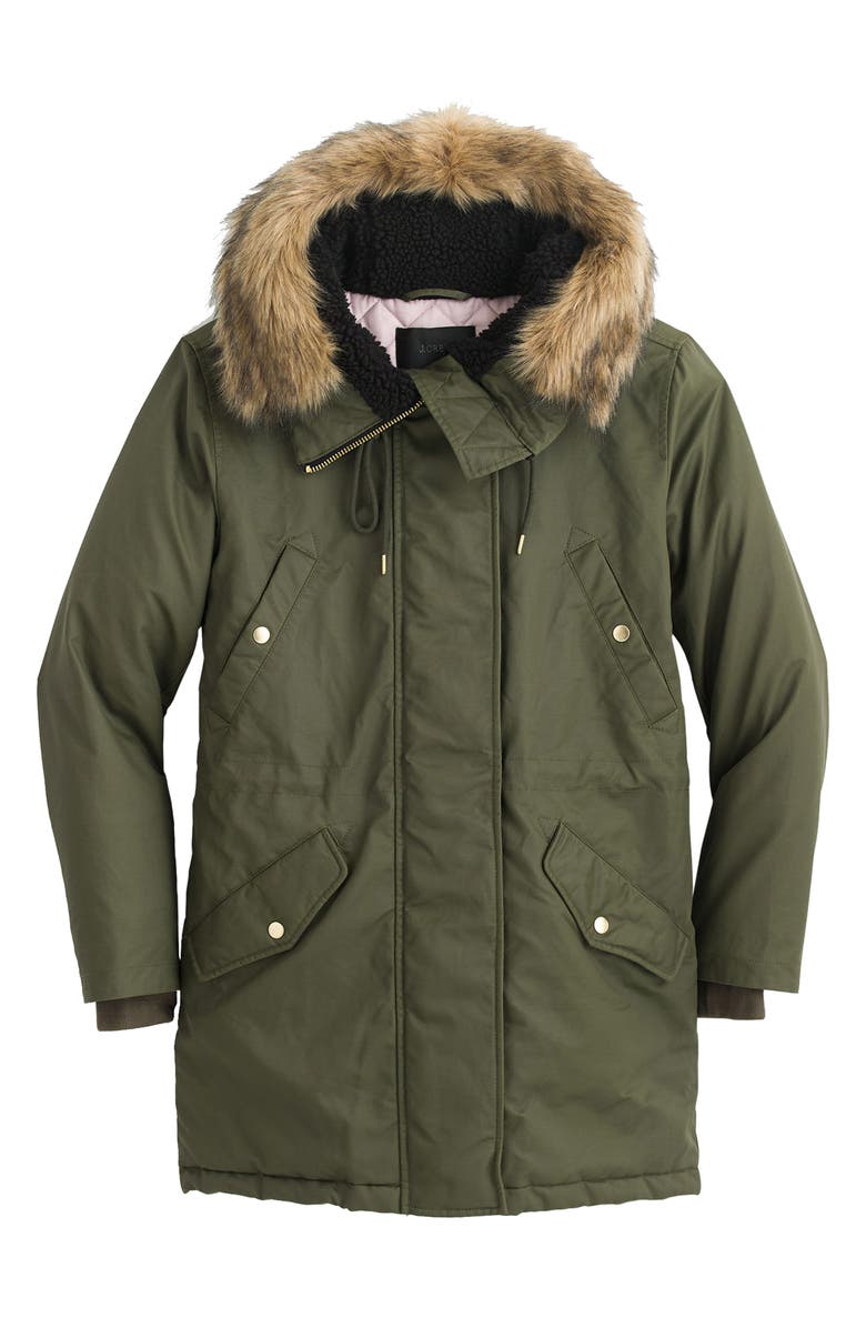 J.Crew Perfect Winter Parka with Faux Fur Trim, Alternate, color,