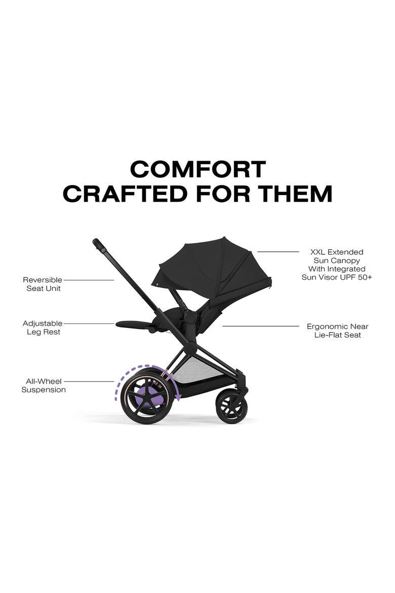 e-Priam Electronic Smart Stroller – Platinum Collection, Alternate, color, MATTE BLACK/ SEPIA BLACK