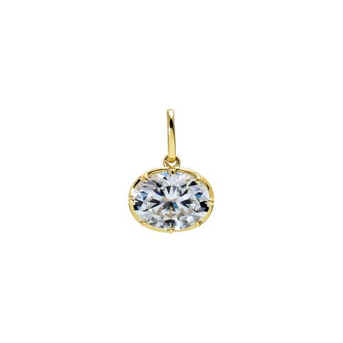 Moissanite Oval Bezel Pendant Charm
